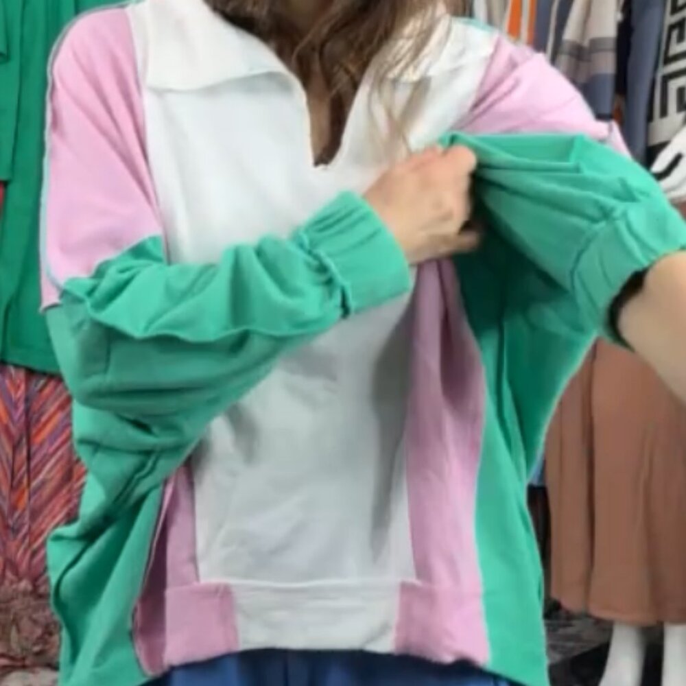 COPY - Contrast Collared Oversized Sweatshirt